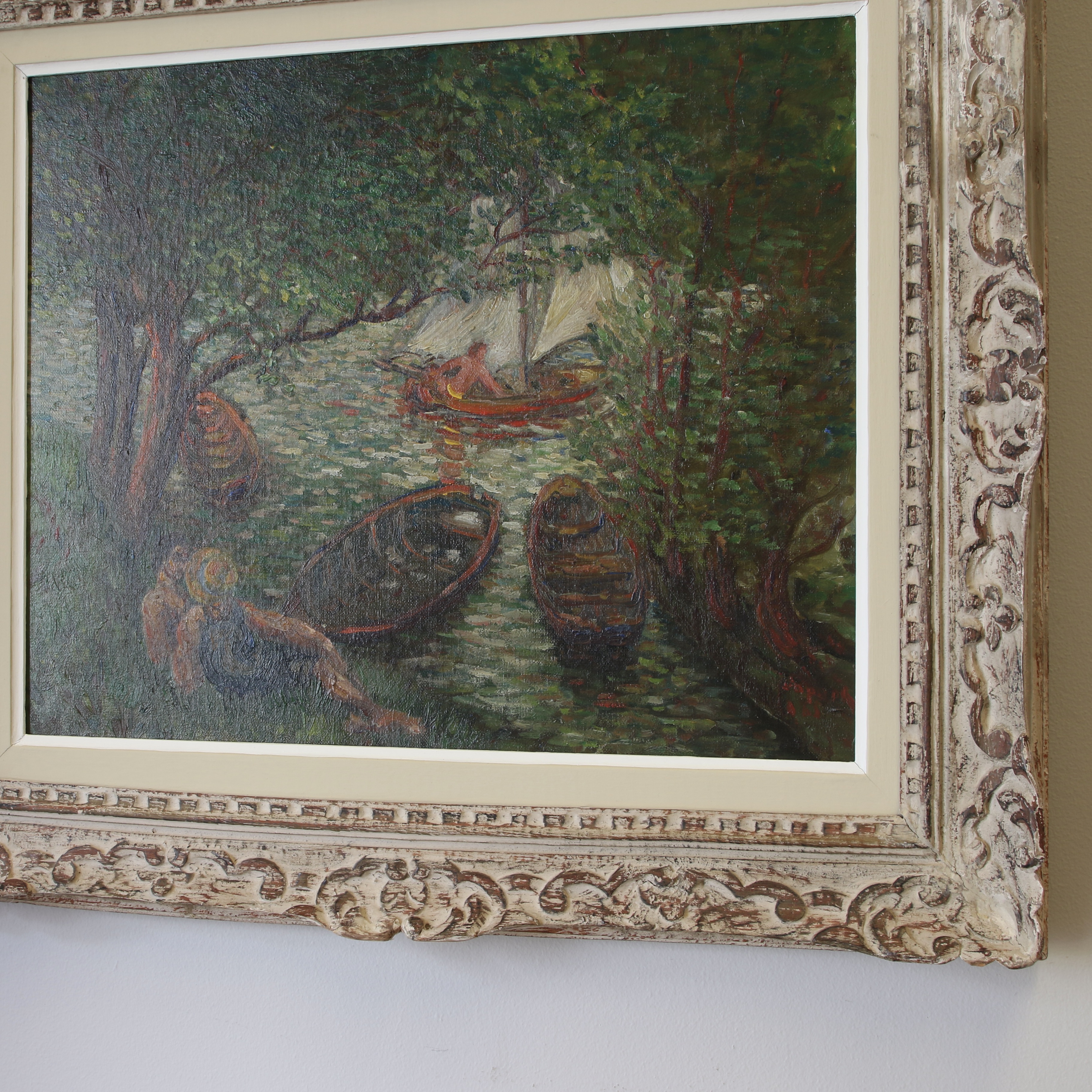 Neo-Impressionist River Scene